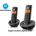 TELEFONO CORDLESS DOPPIO MOTOROLA E202 NERI