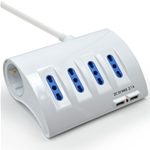 MULTIPRESA PRESA MULTIPLA DA SCRIVANIA 6 POSTI CON PRESE ITA/SCHUKO 2 USB EWENT BIANCA CON CAVO DI 2 METRI