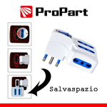 ADATTATORE MULTIPRESA 4 POSTI BIPASSO CON INTERRUTTORE SPINA 16A SALVASPAZIO BIANCA PROPART PES1072-W