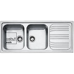 FRANKE Lavello Radar inox RRX621 cm 116 2 vasche e gocciolatoio laterale Bordo slim acciaio da incasso Gocciolatoio a DESTRA