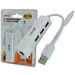 ADATTATORE USB HUB TYPE-C ETHERNET E 3 PORTE LAN-TPC20