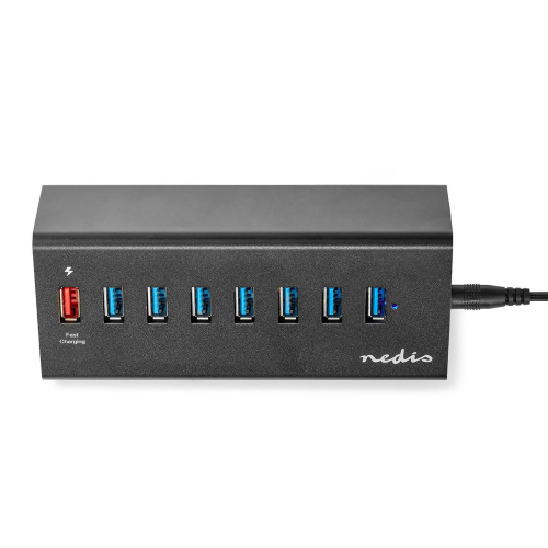 HUB MULTIPORTA USB MICRO-B FEMMINA | USB-A FEMMINA | 8 PORTE | QC3.0 / USB 3.2 GEN 1 | ALIMENTAZIONE A USB / ALIMENTAZIONE DA RETE | 5 GBPS | 8X USB