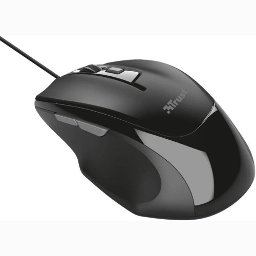Trust Voca Mouse con Filo, Forma Confortevole, 800-2400 DPI, Cavo USB 1,6 m, Plug and Play, 6 Pulsanti, Mouse Cablato per PC, Computer, Portatile, Laptop, Macbook, Ufficio - Nero