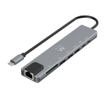 HUB USB TYPE-C DOCK MULTIPORT 8 IN 1 CON HDMI TYPE-C USB 3.0 E LAN | EWENT EW1146 MULTIPRESA