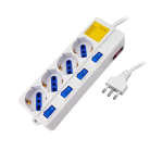 MULTIPRESA 4 POSTI BIPASSO CON INTERRUTTORE INDIVIDUALE SPINA 16A SALVASPAZIO BIANCA PROPART PEM203058-W