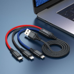 CAVO DATI USB 3IN1 USB TO LIGHTNING / MICRO USB / TYPE-C - 1 METRO 2A NERO ROSSO BLU | HOCO X76