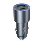 ALIMENTATORE CARICABATTERIA DA AUTO USB-A + TYPE-C PD QC 3.0 48W | HOCO Z60 NERO