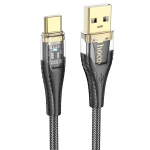 CAVO DATI USB TO TYPE-C - 1,2 METRI 2,4A NERO TRASPARENTE | HOCO U121