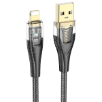 CAVO DATI USB TO LIGHTNING 1,2 METRI 2,4A NERO TRASPARENTE | HOCO U121