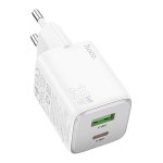 ALIMENTATORE CARICABATTERIE DI RETE USB-A + TYPE-C PD QC 3A 20W | HOCO N41 BIANCO