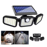 FARETTO PROIETTORE SOLARE ESTERNO ILLUMINAZIONE A 270° CON 74 LED 4000K LUCE NATURALE CON CREPUSCOLARE E SENSORE DI MOVIMENTO