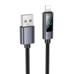CAVO DATI USB TO LIGHTNING - 1MT 2,4A NERO CON DISPLAY | HOCO X112