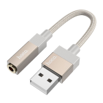 CAVO ADATTATORE AUDIO AUX JACK 3,5MM FEMMINA TO USB MASCHIO 15CM HOCO UPA32D ORO