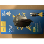 ALIMENTATORE CARICABATTERIE DI RETE TYPE-C + USB-A + CAVO TYPE-C A LIGHTNING 1 METRO QC3.0 PD 3A 20W | HOCO N52 NERO