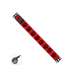 MULTIPRESA PER ARMADIO RACK 19" 8 POSTI BIPASSO/SCHUKO SPINA SCHUKO 16A COLORE ROSSO | WP RACK WPN-PDU-G01-08/R