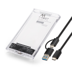 BOX ESTERNO PER HARD DISK SSD SATA HDD 2,5" USB 3.2 GEN1 CAVO USB-A + TYPE-C | EWENT EW7064 TRASPARENTE