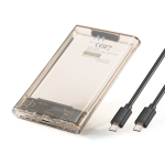 BOX ESTERNO PER HARD DISK SSD SATA HDD 2,5" USB 3.2 GEN1 CAVO TYPE-C | EWENT EW7068 TRASPARENTE