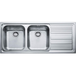 FRANKE LAVELLO DA INCASSO A DUE VASCHE CON GOCCIOLATOIO A SINISTRA LLX 621 FINITURA INOX SATINATO DA 116X50CM (GOCCIOLATOIO A DESTRA)