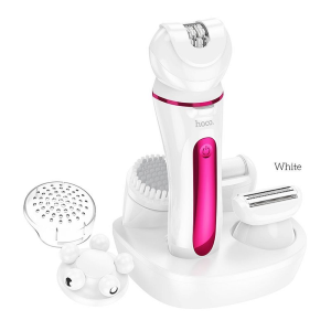 SET DI BELLEZZA 5 IN 1 EPILATORE, RASOIO, MASSAGGIATORE, ESFOLIANTE E SPAZZOLA PER LA PULIZIA DEL VISO HOCO DAR76 BIANCO