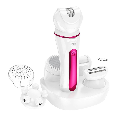 SET DI BELLEZZA 5 IN 1 EPILATORE, RASOIO, MASSAGGIATORE, ESFOLIANTE E SPAZZOLA PER LA PULIZIA DEL VISO HOCO DAR76 BIANCO