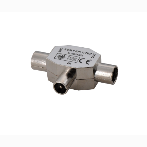 SPLITTER COAX IN OTTONE NICHELATO - 1 SPINA/2 PRESE PROPART