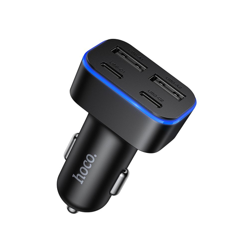 ALIMENTATORE CARICABATTERIE PER AUTO HOCO 2XUSB A + 2XUSB C PD QC3.0 42W Z63 NERO  