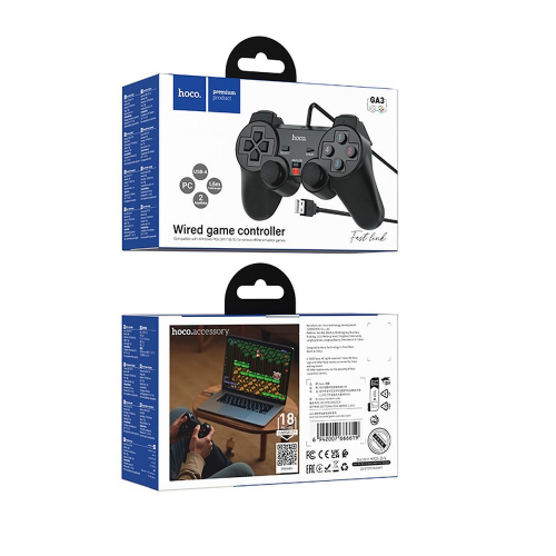 GAMEPAD CABLATO HOCO PER PC FAST LINK GA3 NERO  