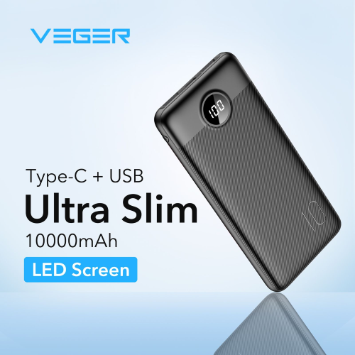 VEGER BATTERIA ESTERNA POWERBANK L10S - 10000MAH LCD QUICK CHARGE PD 20W W1105PD