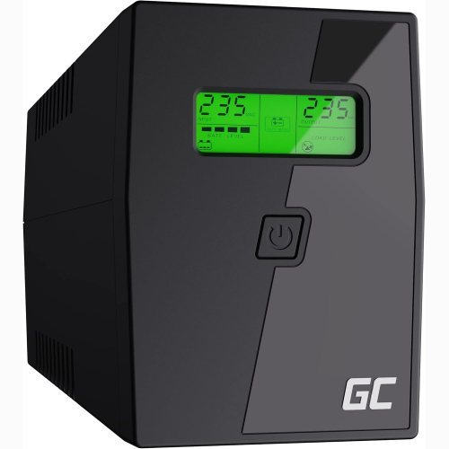 GRUPPO DI CONTINUITA' UPS GREEN CELL UPS01LCD POTENZA 600VA 360W 230V ALIMENTATORE PROTEZIONE DA SOVRATENSIONI LINE INTERACTIVE AVR USB/RJ11 2X SCHUKO USCITE CON DISPLAY LCD