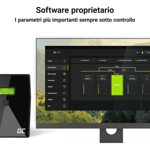 GRUPPO DI CONTINUITA' UPS GREEN CELL UPS01LCD POTENZA 600VA 360W 230V ALIMENTATORE PROTEZIONE DA SOVRATENSIONI LINE INTERACTIVE AVR USB/RJ11 2X SCHUKO USCITE CON DISPLAY LCD