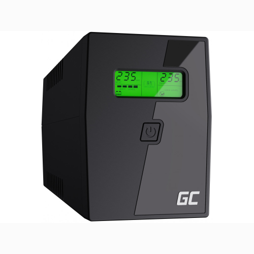 GRUPPO DI CONTINUITA' UPS GREEN CELL UPS01 POTENZA 800VA 480W 230V ALIMENTATORE PROTEZIONE DA SOVRATENSIONI LINE INTERACTIVE AVR USB/RJ11 2X SCHUKO USCITE CON DISPLAY LCD