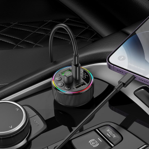 HOCO TRASMETTITORE FM PER AUTO BLUETOOTH 2 X USB A + TIPO C PD QC3.0 30W E82 NERO