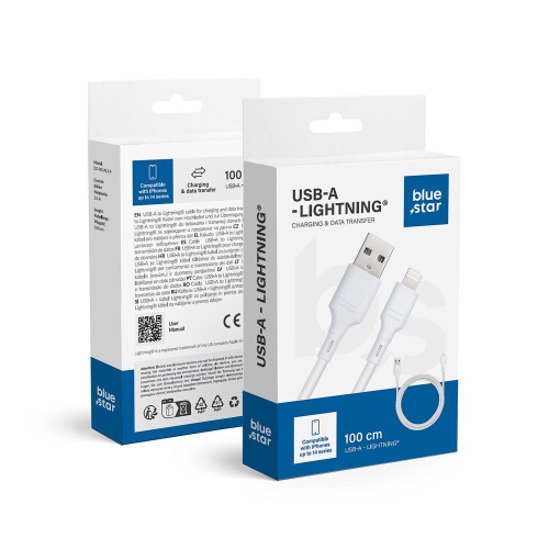 CAVO DATI USB A LIGHTNING 1 METRO 2,4A BIANCO | BLUE STAR DC-001AL2.4