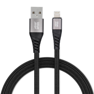 CAVO DATI INTRECCIATO NYLON USB A LIGHTNING 1,20 METRI 2,4A NERO | BLUE STAR TFK-DC-003