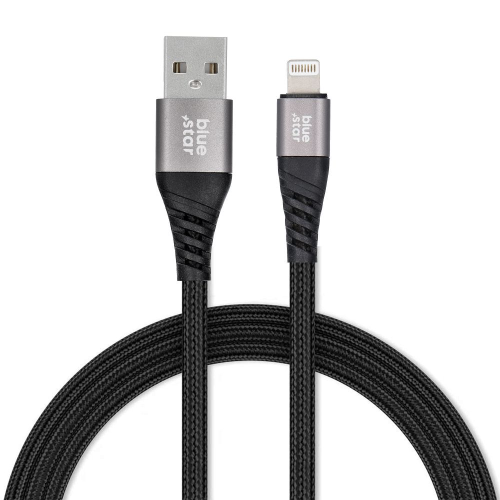 CAVO DATI INTRECCIATO NYLON USB A LIGHTNING 1,20 METRI 2,4A NERO | BLUE STAR TFK-DC-003