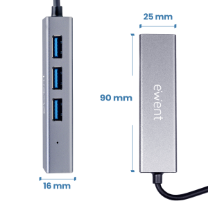HUB USB CON USB-A + TYPE-C 3 PORT USB 3.2 + 1 PORTA LAN ETHERNET GIGABIT EWENT EW1159 MULTIPRESA USB 3.2