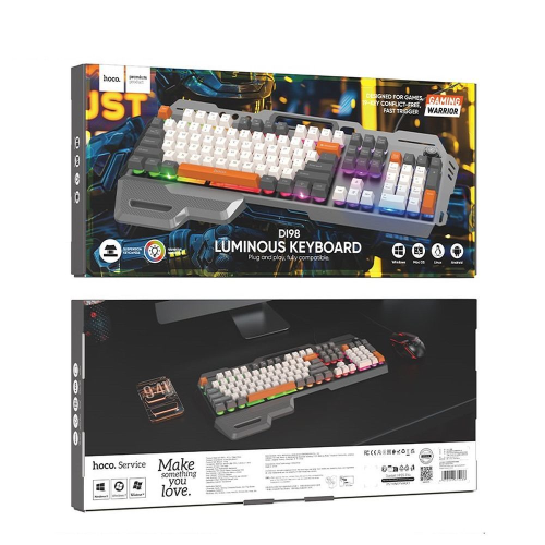 TASTIERA GAMING QWERTY CABLATA HOCO DI98 NERA E TASTI COLORATI RETROILLUMINATI