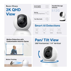 TELECAMERA WIRELESS MOTORIZZATA 360° 2K QHD SUPPORTA MICROSD FINO A 512GB APP TAPO | TP-LINK TC72