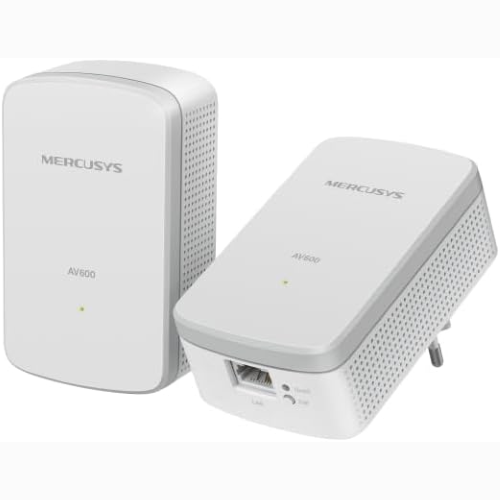 POWERLINE MERCUSYS MS-MP300KIT KIT HOMEPLUG AV2 FINO A 600MBPS, FINO A 300 METRI, PORTA LAN, PLUG AND PLAY, COMPATIBILE CON TUTTI I ROUTER, RISPARMIA ALL'85% SULL'ENERGIA