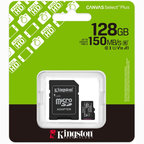 MEMORIA MICROSD KINGSTON 128GB SDCS3/128GB 150MB/S A1 ADATTATORE SD INCLUSO