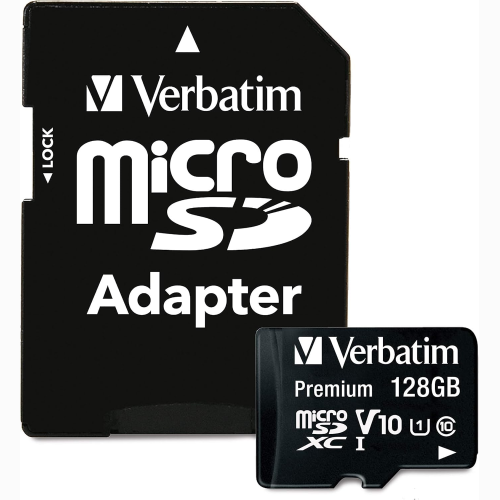 MEMORIA MICROSD VERBATIM SCHEDA DI MEMORIA MICROSDXC PREMIUM CON ADATTATORE I 128 GB I NERA I SCHEDA SD PER VIDEO FULL HD I RESISTENTE ALL’ACQUA E AGLI URTI I SCHEDA SD PER FOTOCAMERA SMARTPHONE TABLET