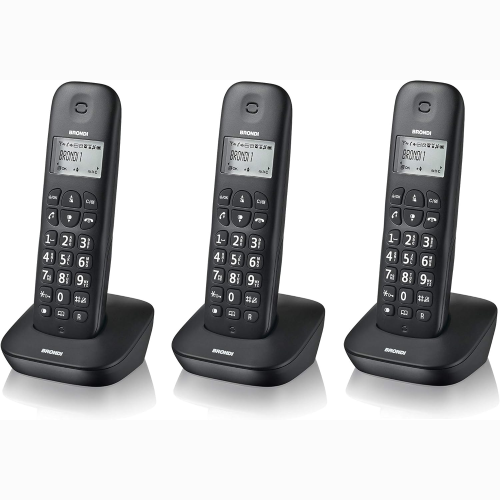 TELEFONI CORDLESS BRONDI GALA TRIS TRIO RUBRICA/LISTA CHIAMATE/BLOCCO TASTI ECO DECT