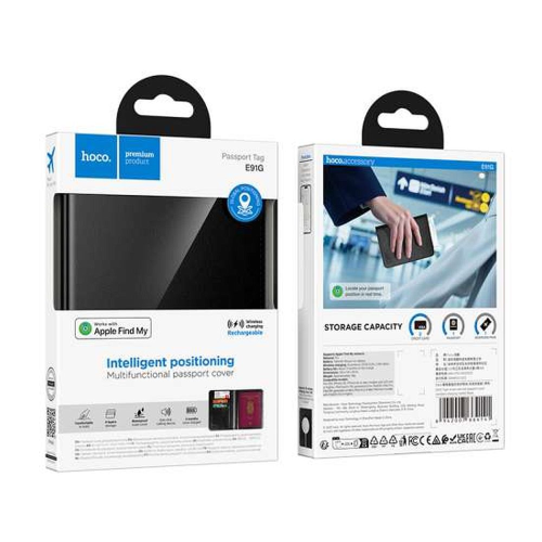 LOCALIZZATORE COMPATIBILE CON APPLE TROVA IL MIO - COPERTINA PER PASSAPORTO HOCO E91G NERA