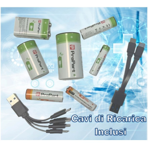 BATTERIA RICARICABILE STILO AA PROPART CONF. 4PZ 1250MHA CON CAVO TYPE-C