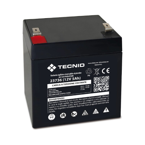 BATTERIA ERMETICA AL PIOMBO PER UPS 12V 5A QUADRATA ATTACCHI FASTON | VELAMP 23736
