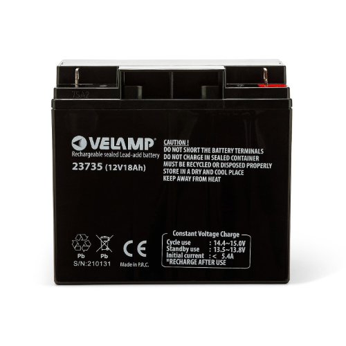 BATTERIA ERMETICA AL PIOMBO PER UPS 12V 18A ATTACCHI FASTON | VELAMP 23735