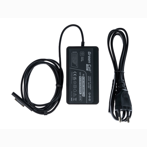 ALIMENTATORE COMPATIBILE PER NOTEBOOK TABLET MICROSOFT SURFACE PRO, GO, LAPTOP, BOOK, 65W 15V 4A CON PORTA USB GREEN CELL AD135P