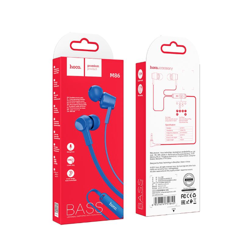 CUFFIE AURICOLARI CON MICROFONO 1,2 METRI CON JACK DA 3,5MM BLU HOCO M86