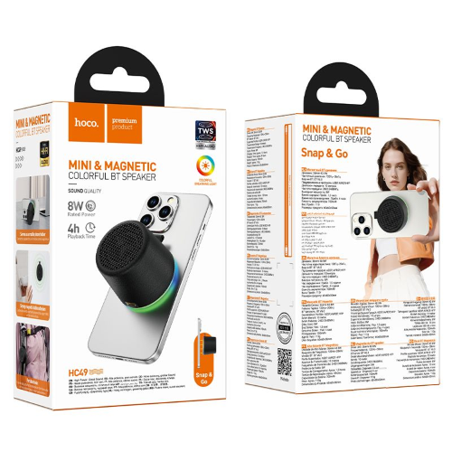 ALTOPARLANTE BLUETOOTH 8W 4H HOCO CON BLOCCO MAGNETICO INTEGRATO E LED HC49 NERO