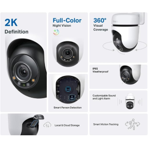TELECAMERA PAN/TILT OUTDOOR WIFI 360° 2K SUPPORTO MICROSD FINO A 512GB APP TAPO MOTORIZZATA | TP-LINK TC41